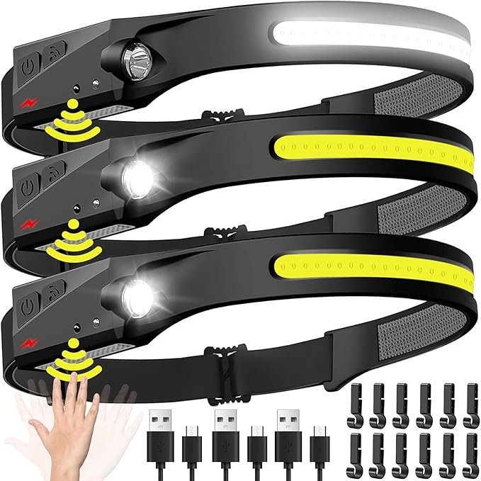 Wide Beam LED Headlamp 230 - Camping & Hunting Essentials Headlight - 3 packs image